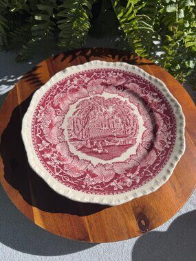 Vintage Mason’s "Vista" Pink Transferware Plate